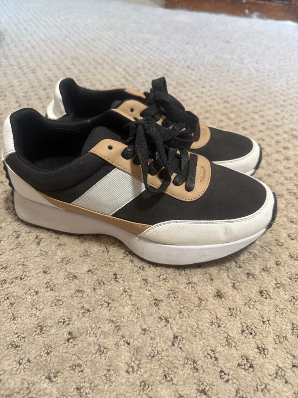 Dolce Vita Black White Tan Platform Sneakers